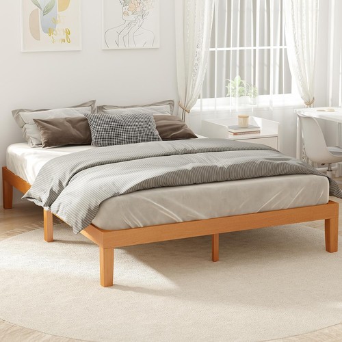 Solid wood platform queen bed - wood,